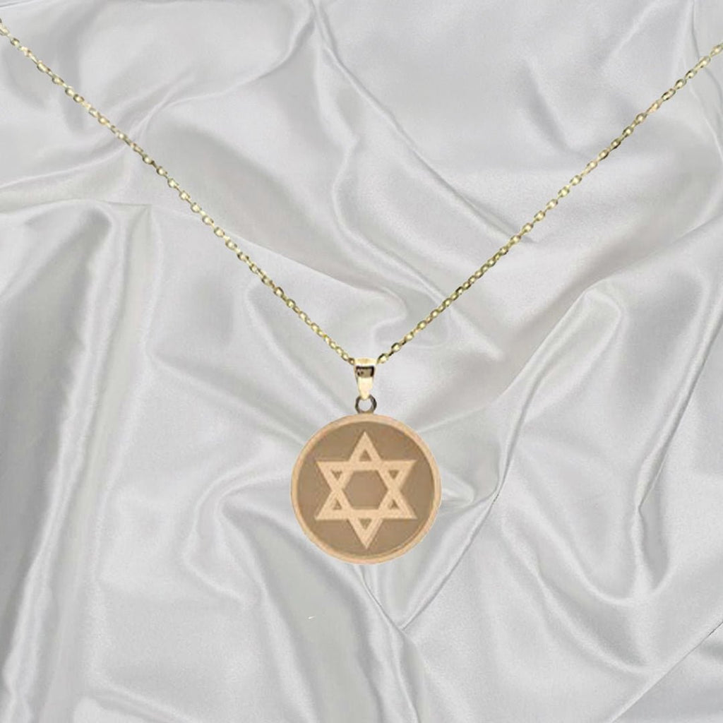 שרשרת תליון מגן דוד עגולה מזהב 14 קראט