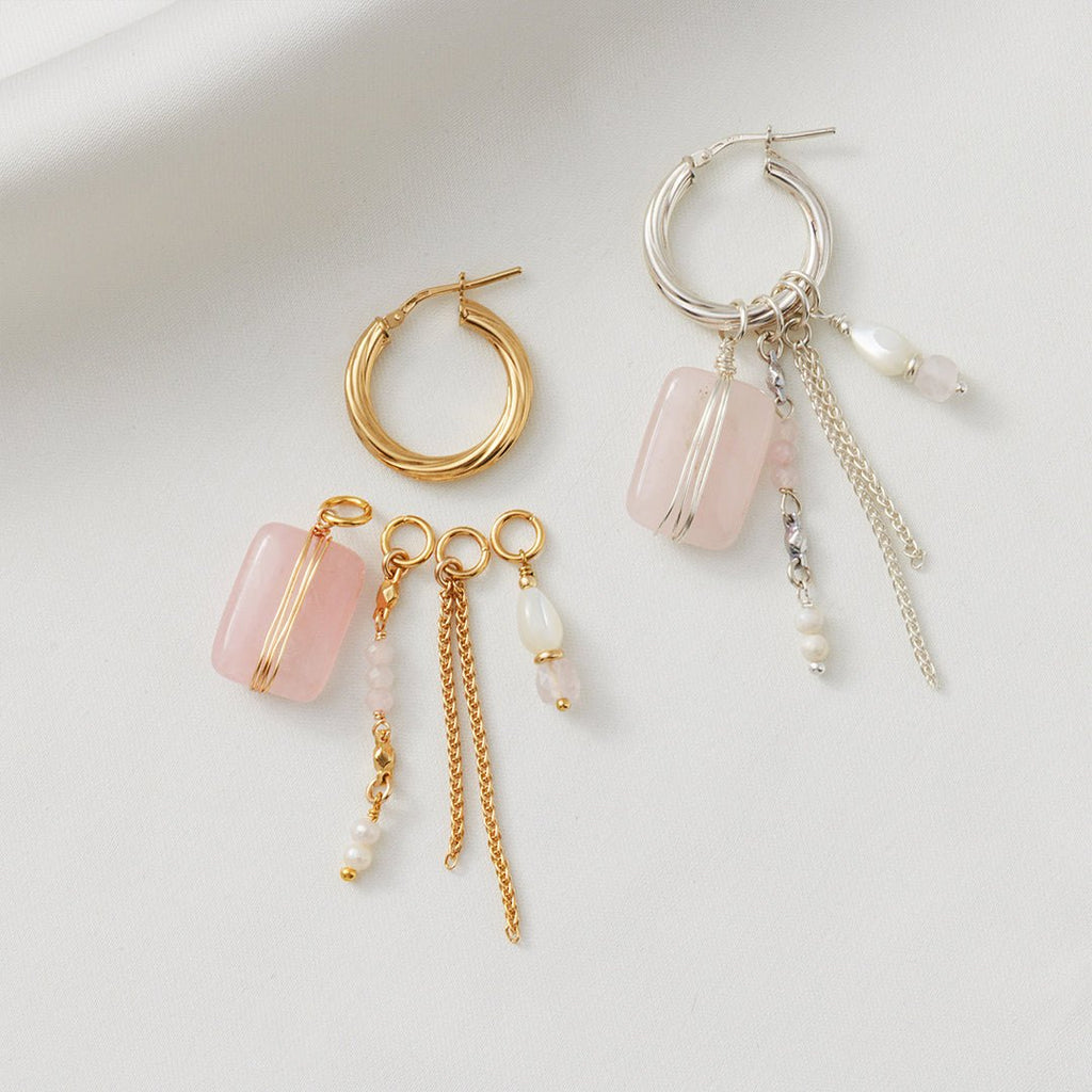 עגילי רוז קוורץ 5 ב-1 |  Mermaid