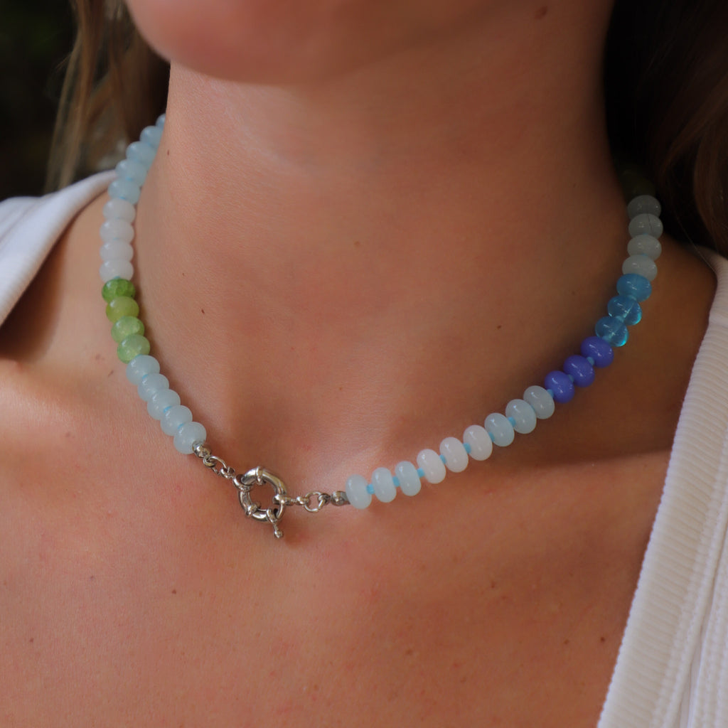 מחרוזת סוגר קדמי ג'ייד בגווני כחול | Ocean