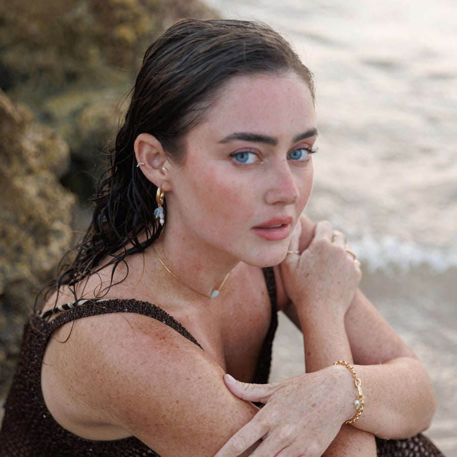 עגילי אקוומרין 5 ב-1 | Mermaid Bill | זהב 14K