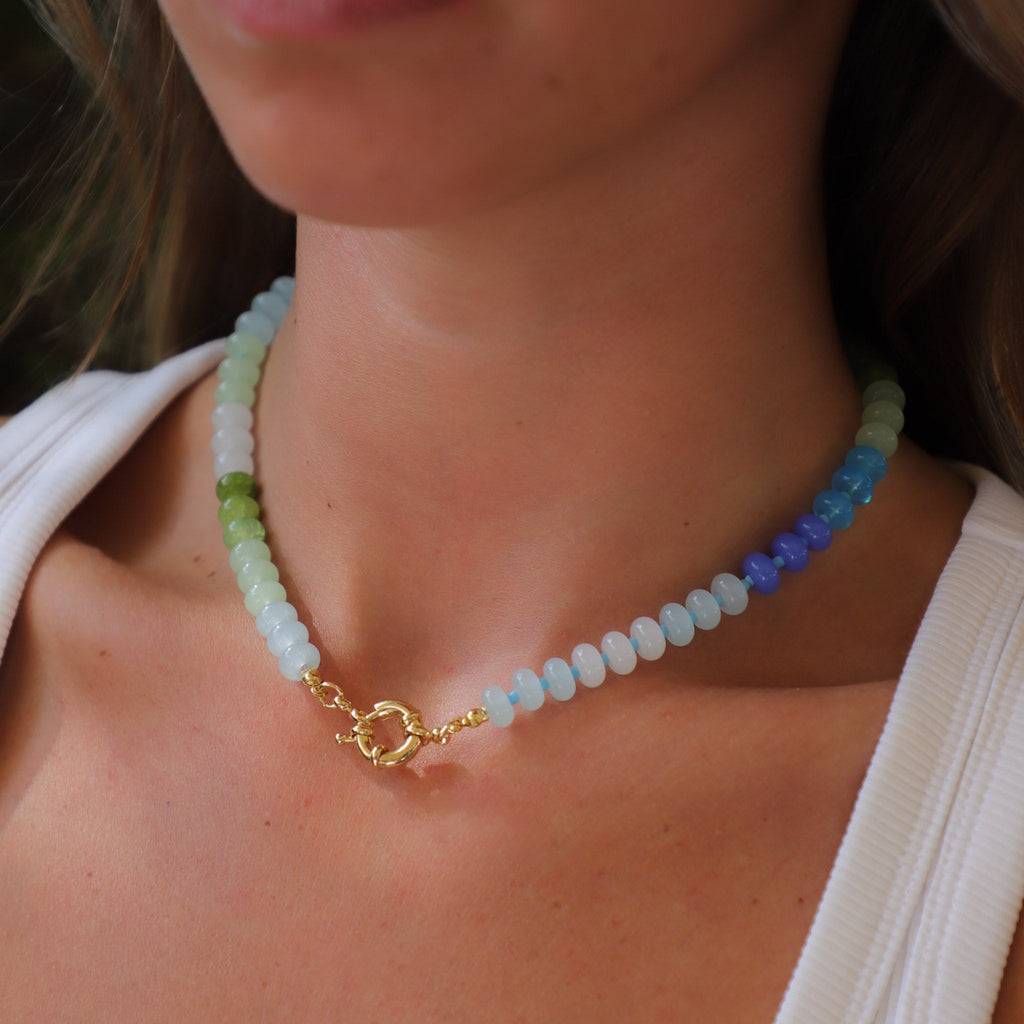 מחרוזת סוגר קדמי ג'ייד בגווני כחול | Ocean